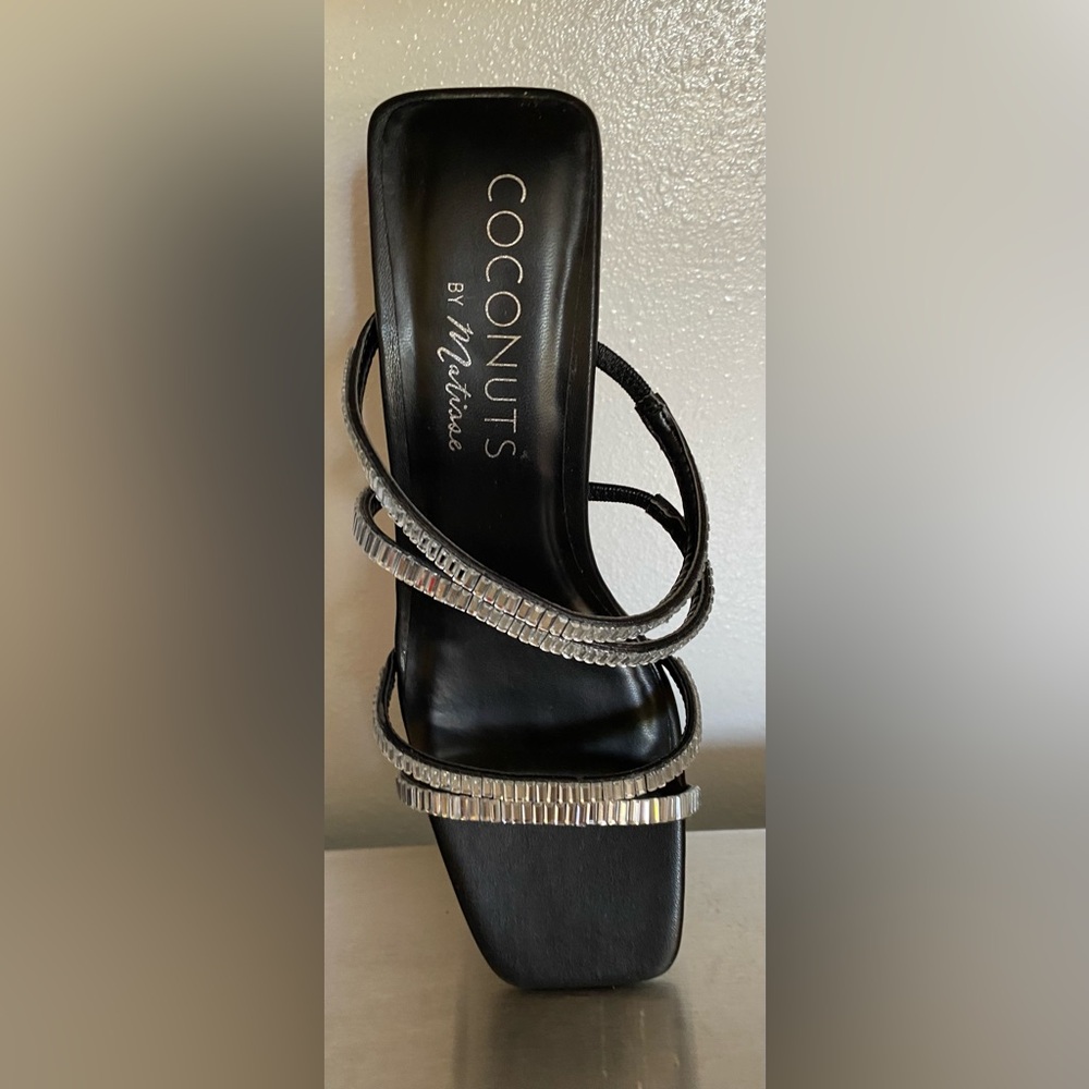 Coconuts by Matisse Black and Silver Strappy Heels